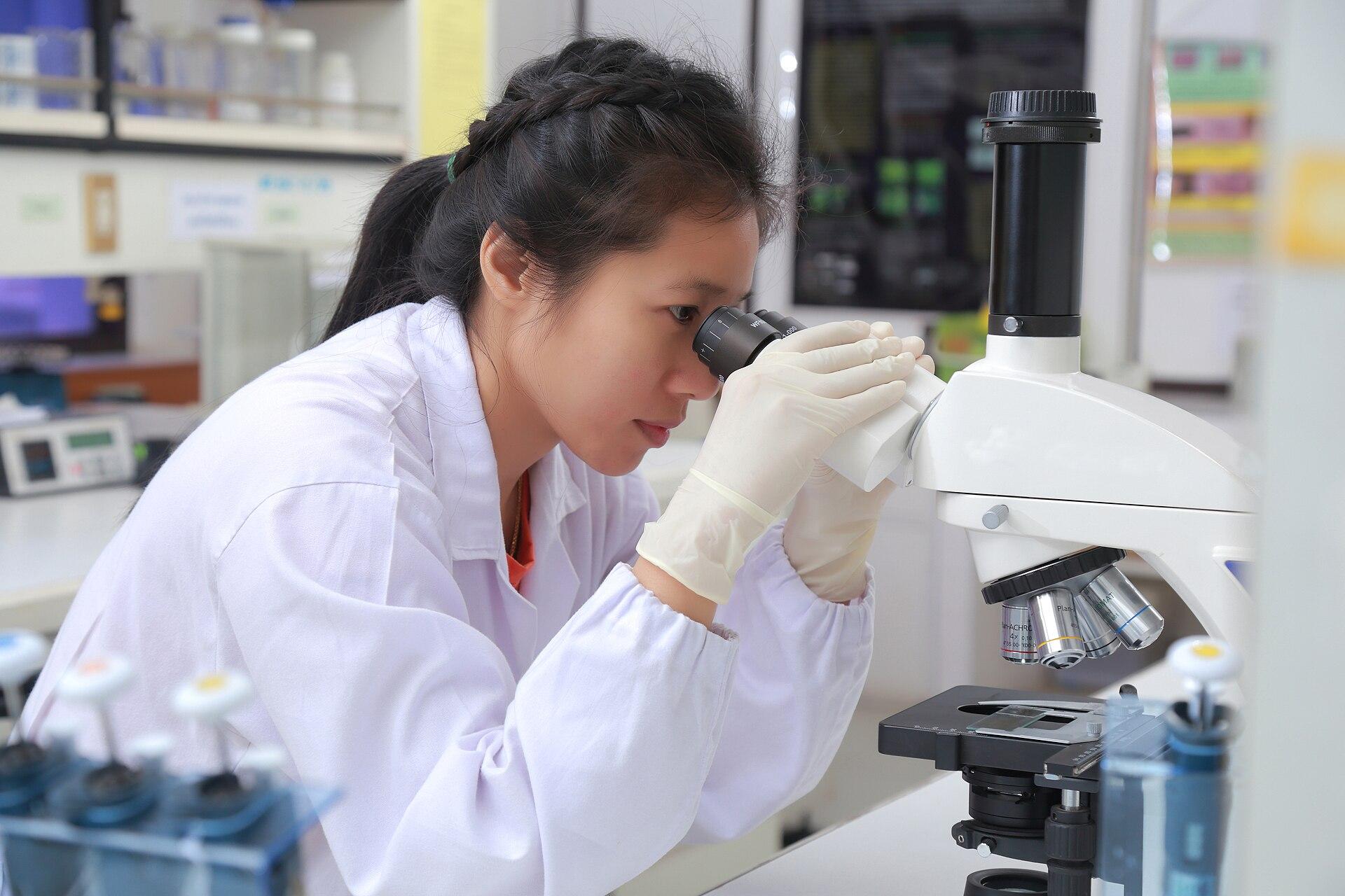 Pesquisadora em bancada de laboratório. Imagem ilustrativa: o programa da Anthropic dá acesso ao Claude, não equipamento nem financiamento de pesquisa.