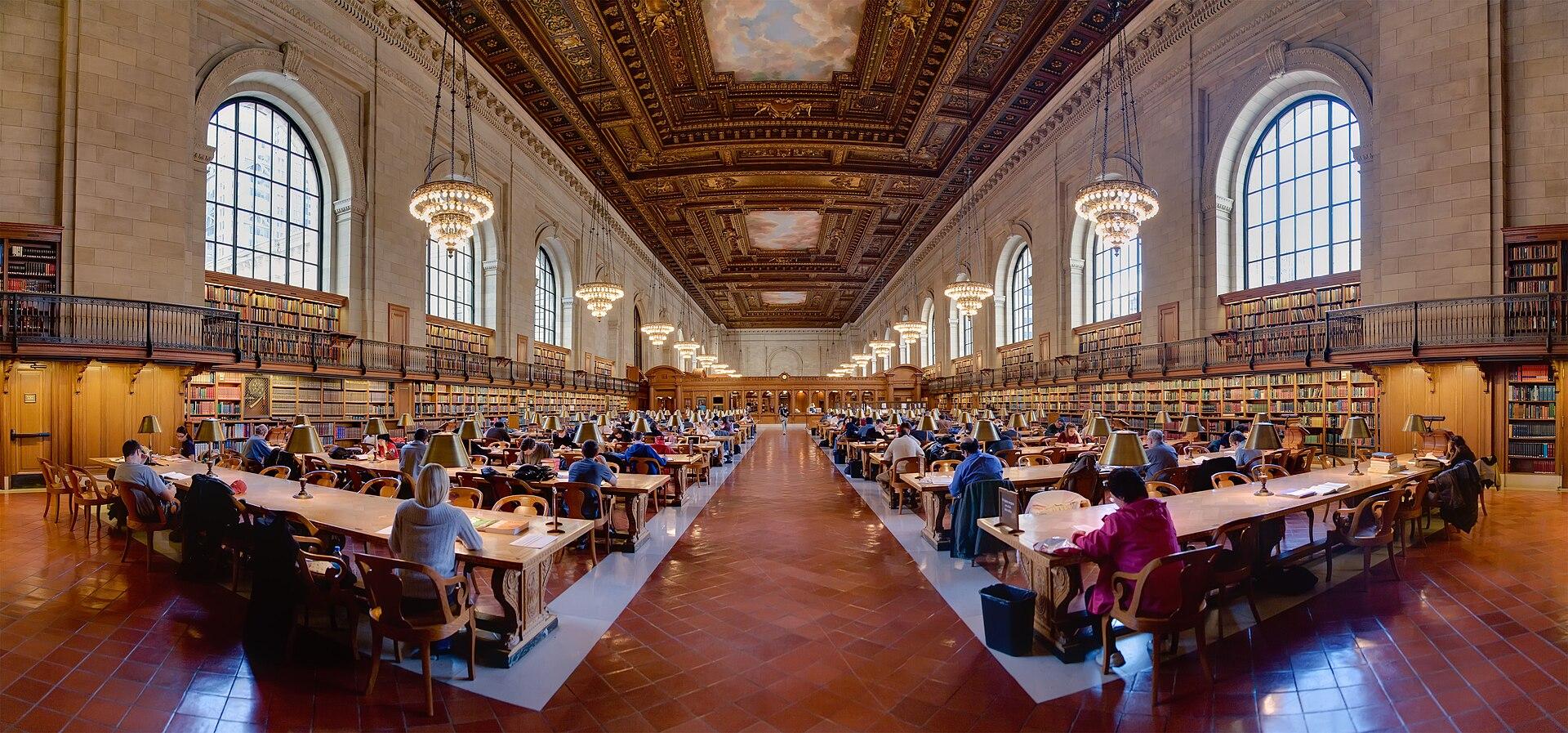Sala de leitura da Biblioteca Pública de Nova York. Imagem ilustrativa: o acordo cobre quase 500 mil títulos, e a foto não retrata nenhum deles em particular.